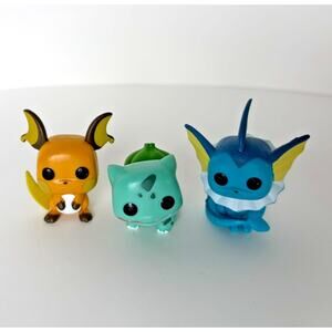 Nintendo Pokemon Funko 1.5 Inch Mini Pop Set of 3 Raichu Bulbasaur Vaporeon